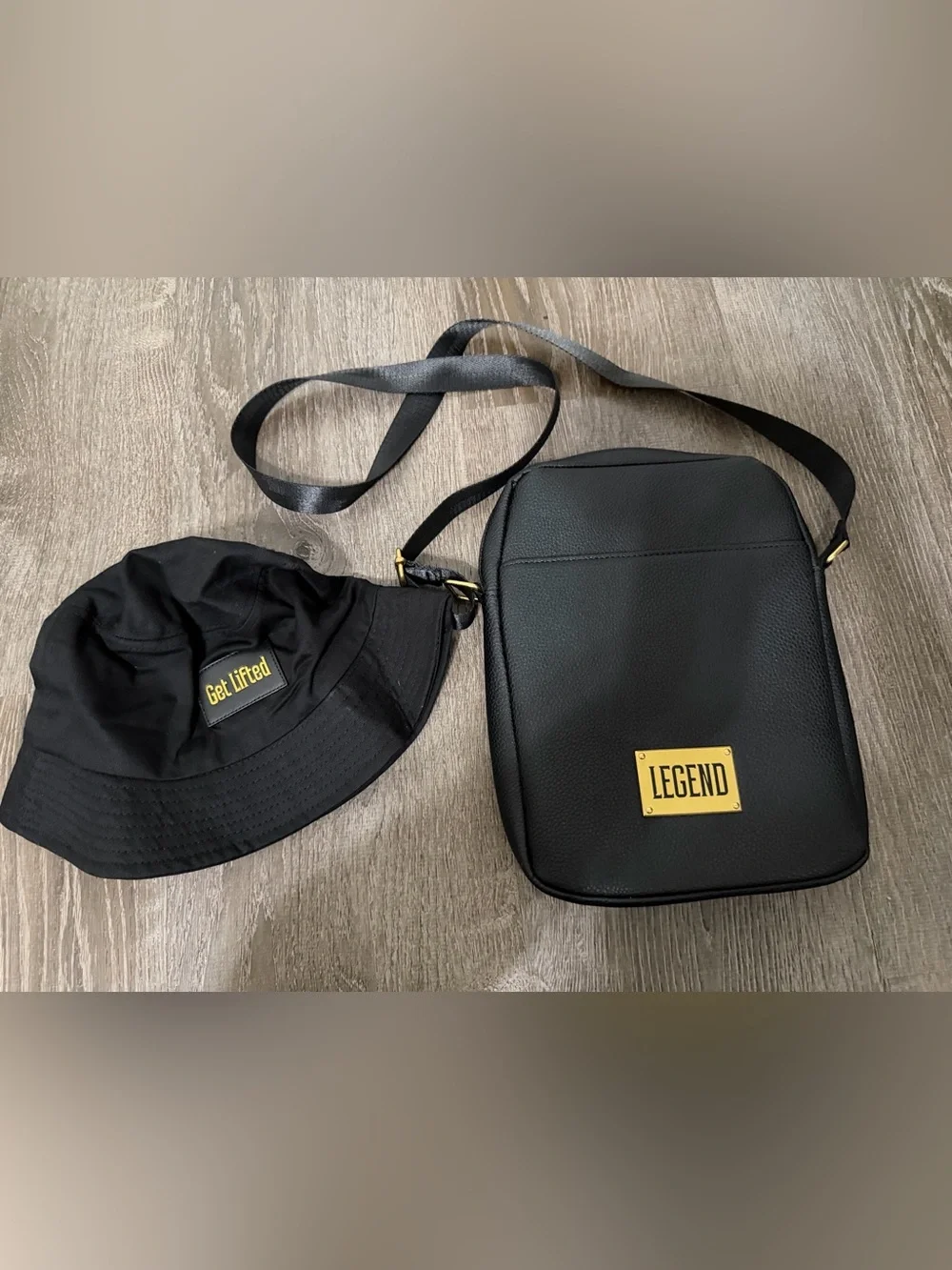 LEGEND Black Pebbled Crossbody Bag for Men